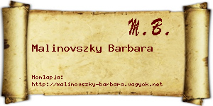 Malinovszky Barbara névjegykártya